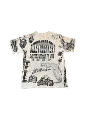 Vintage 1997 Biketoberfest Daytona Beach FL All Over Print Biker T-Shirt